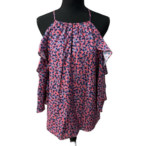 NWT! Parker Dahlias Floral Ruffle Halter Neck Blouse - Size Medium - Picture 3 of 6